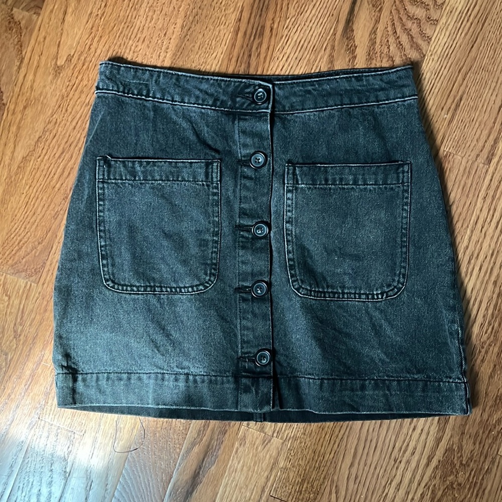 Black denim skirt